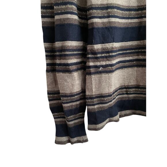 Gerard Darel Striped Metallic Sweater Women Size Small Gray V-neck Leightweight - Picture 5 of 6